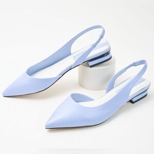 FRANCO SARTO Blue Leather Slingback Pumps